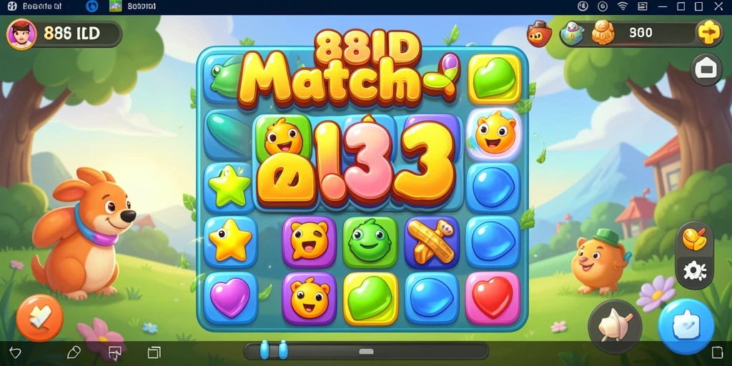 Tampilan gameplay seru dalam 88ID dengan pencocokan warna-warna cerah.