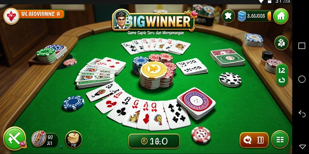 Screenshot gameplay Gaple yang menampilkan serunya bermain BIGWINNER.