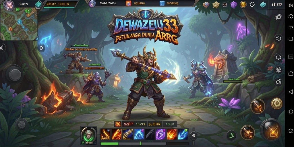 Tampilan gameplay DEWAZEUS33 dengan pertempuran epik dan karakter yang menakjubkan.