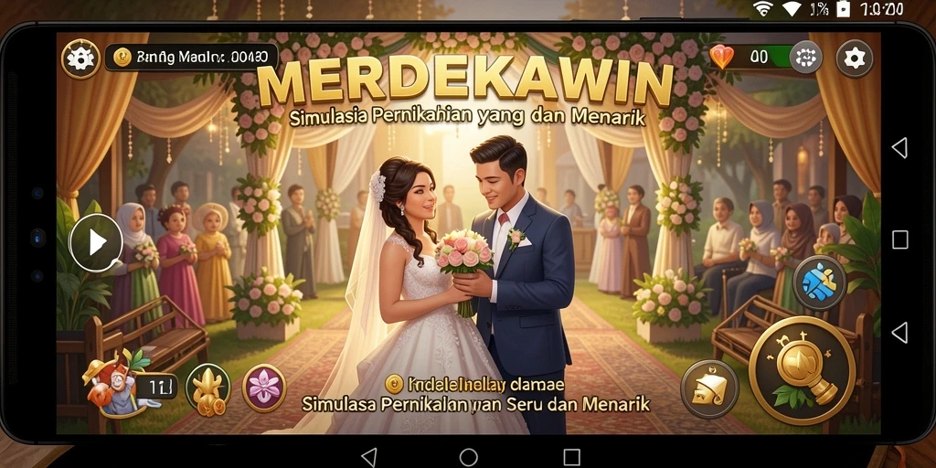 Tampilan gameplay yang seru dalam simulasi pernikahan.