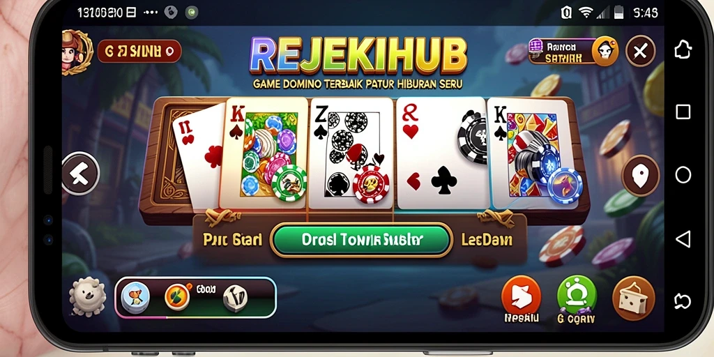 Tampilan gameplay seru di REJEKIHUB yang menyajikan kompetisi Domino.