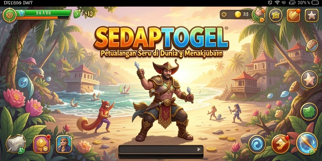Tampilan gameplay SEDAPTOGEL yang menarik dengan aksi petualangan seru.