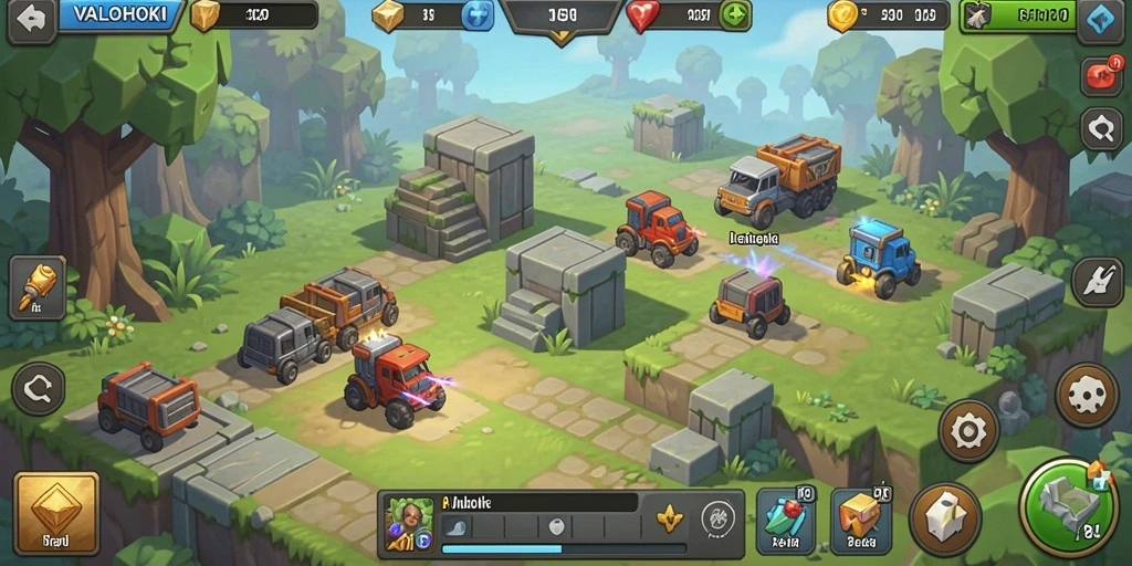 Tampilan gameplay VALOHOKI menampilkan strategi Tower Defense yang seru.