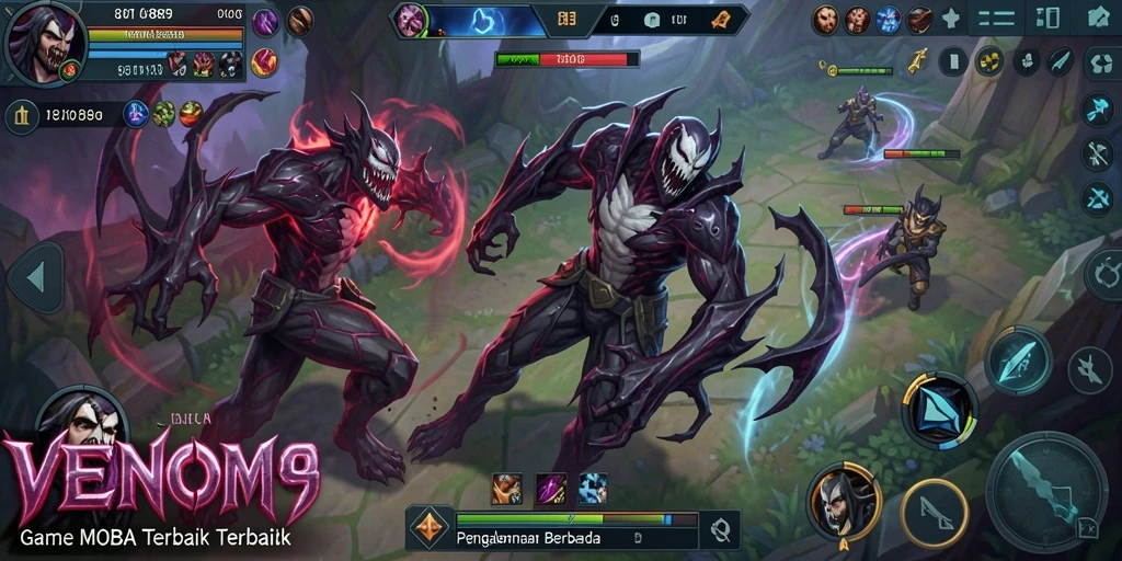 Tampilan gameplay MOBA yang menegangkan dan mendebarkan.