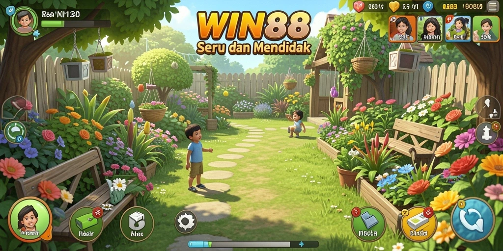 Tampilan gameplay seru di WIN88 dengan aktivitas berkebun yang menarik.