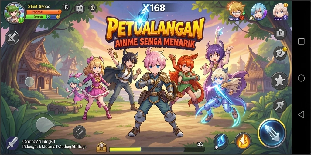 Screenshot gameplay X168 menampilkan aksi seru dalam dunia anime.